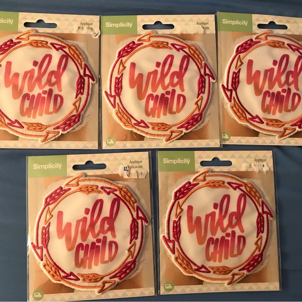 Wild Child Embroidered Patch - Pink & Orange lot 5 hippie jean jacket purse tote
